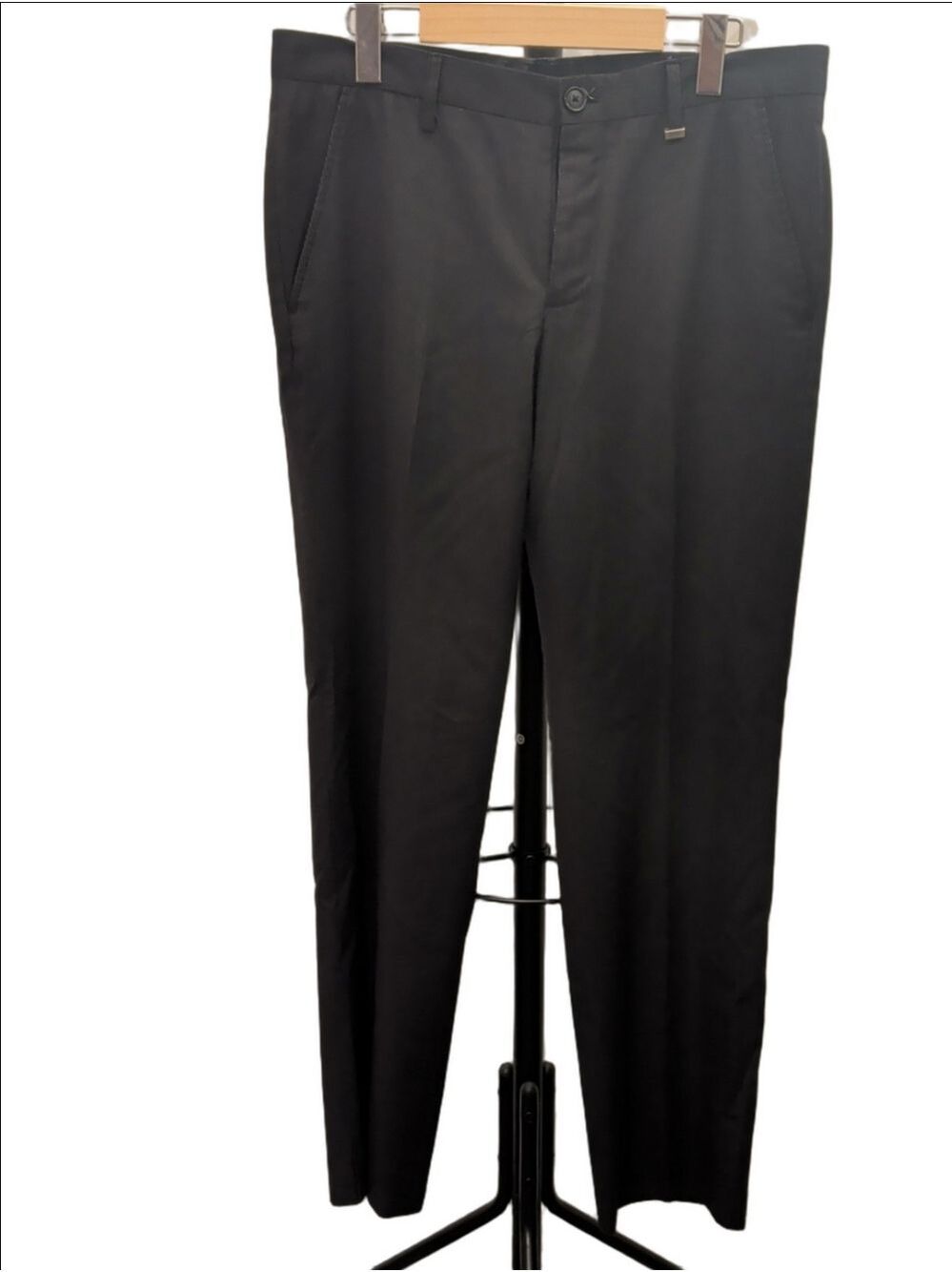 ​Mexx Men's Charcoal Black Micro-Stripe Slim Tapered Dress Pants Size 32 / EU 48